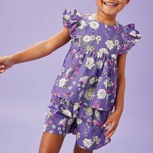 Tea Collection Floral Ruffle Top and Culotte Shorts Set
